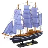 LEAN TOYS Peça de Coleção Barco à Vela Decorativo Branco e Azul 33x31cm