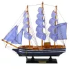 LEAN TOYS Peça de Coleção Barco à Vela Decorativo Branco e Azul 33x31cm