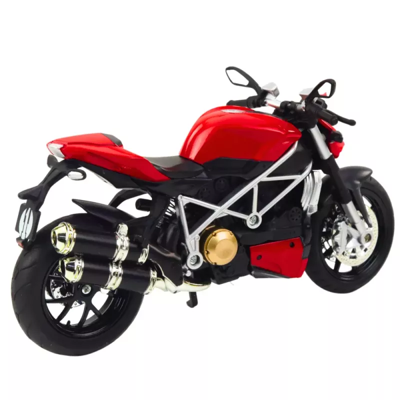 LEAN TOYS Mota desportiva metal luzes sons prateado elementos vermelhos 1:12