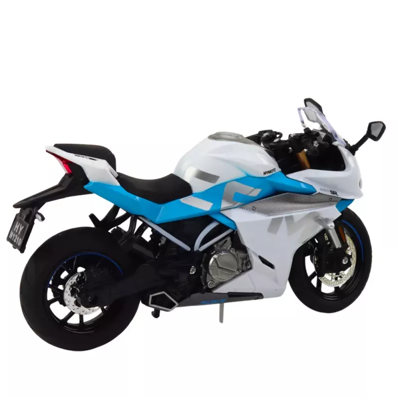 LEAN TOYS Mota desportiva metal luzes sons branco azul 1:12