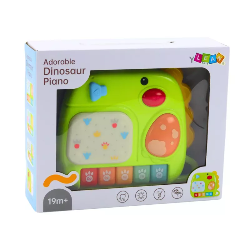 LEAN TOYS Piano interativo para crianças pequenas dinossauro verde