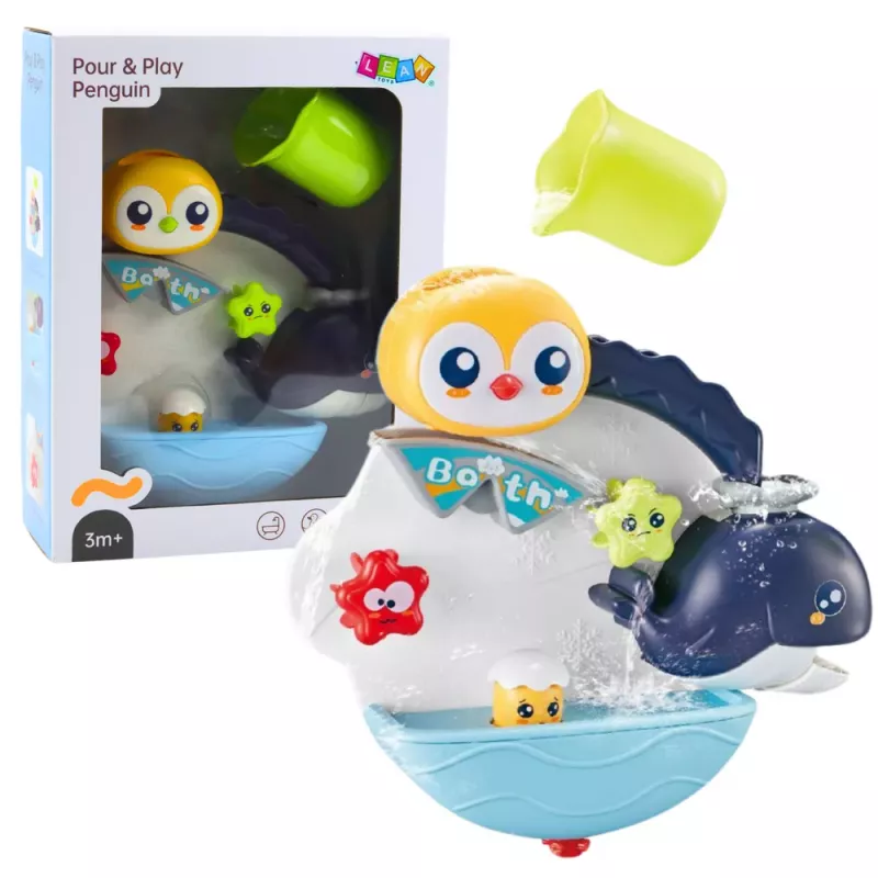 LEAN TOYS Brinquedo interativo de banho pinguim baleia