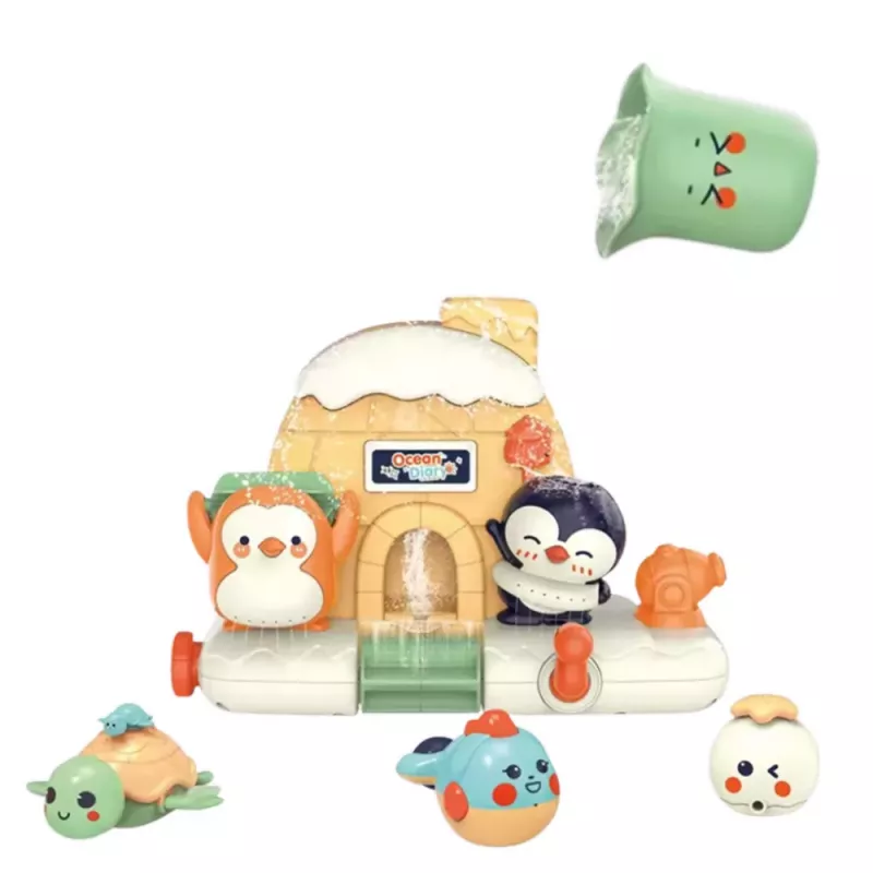 LEAN TOYS Conjunto de brinquedos de banho interativos para crianças pequenas - animais marinhos
