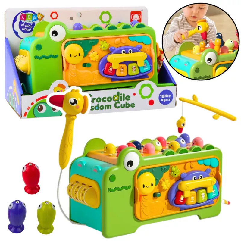 LEAN TOYS Cubo de aprendizagem interativo crocodilo sons multifuncionais