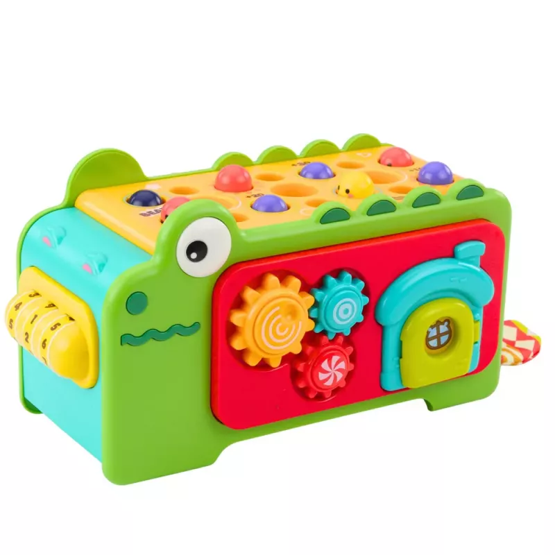LEAN TOYS Cubo sensorial educativo címbalos labirinto crocodilo