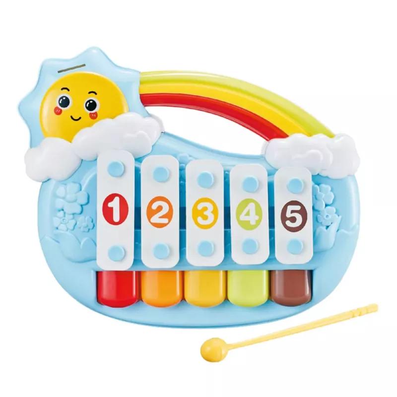 LEAN TOYS Piano educativo de cinco tons para crianças pequenas sol azul