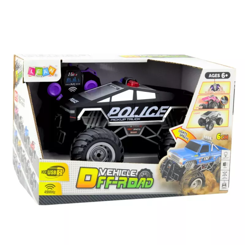 LEAN TOYS Carro de polícia RC todo-o-terreno telecomando preto 1:16