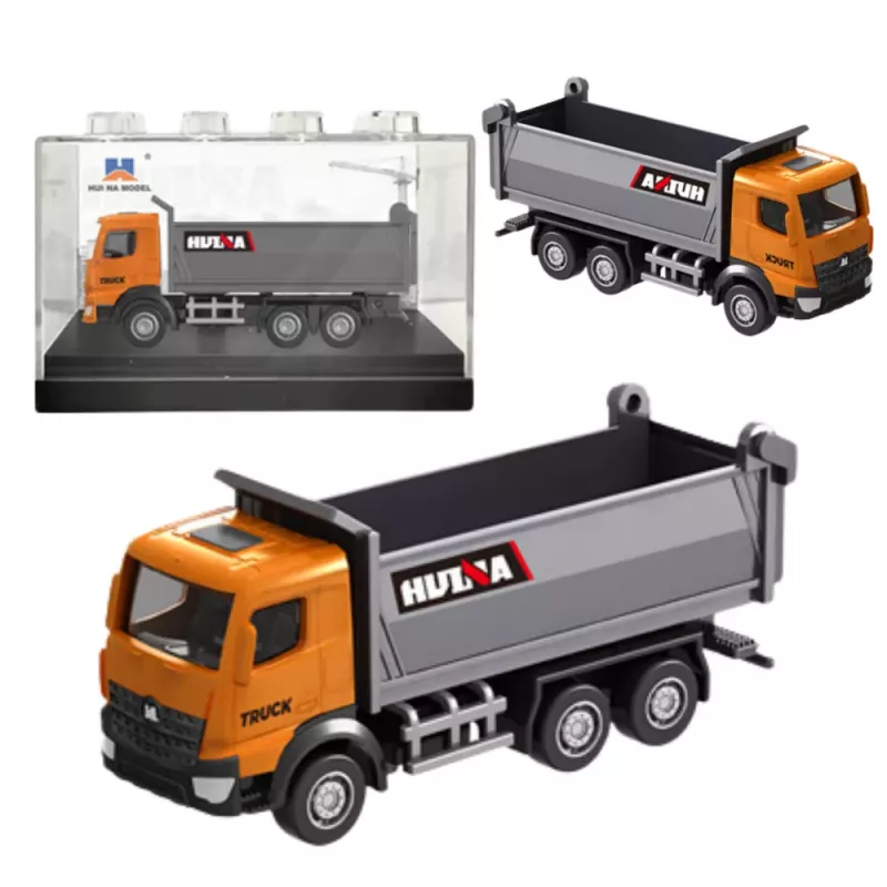 Huina 22730 Camião basculante modelo colecionável em metal laranja 1:80