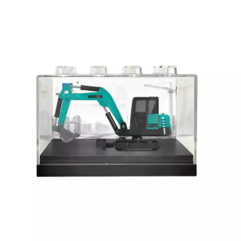 Huina Escavadora modelo colecionável em metal verde 1:80