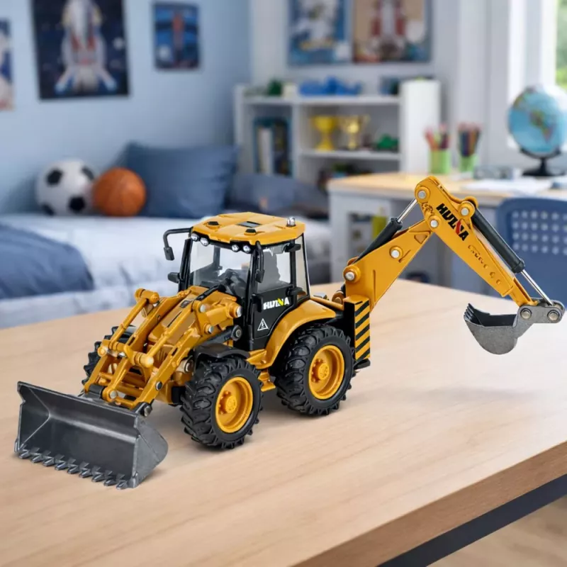 HUINA 1:50 Carregadora telescópica modelo em metal fundido amarelo/preto