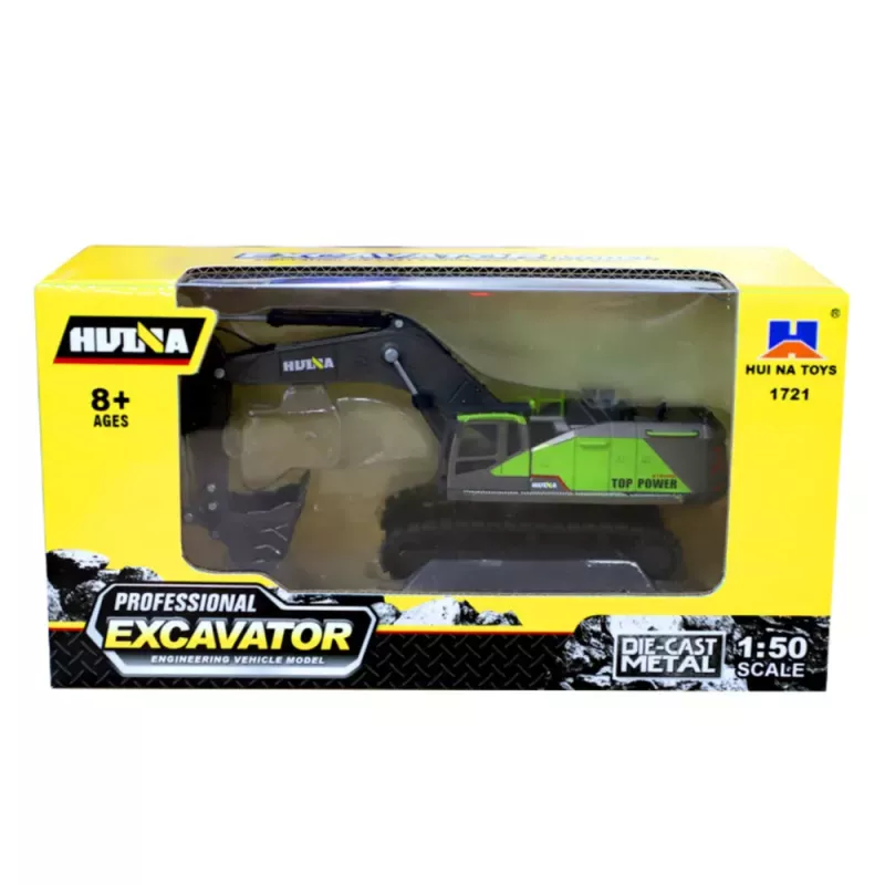 Huina Escavadora de rastos em metal verde 1:50