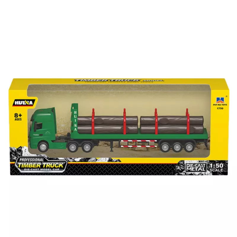 Huina 1:50 Transportador de madeira em metal modelo fundido verde