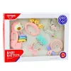 LEAN TOYS Conjunto de chocalhos sensoriais e mordedores para bebés rosa 5 peças