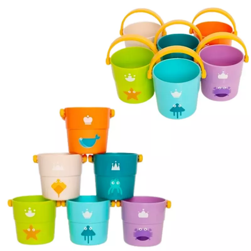 LEAN TOYS Conjunto de balde de banho com furos colorido 6 peças