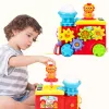LEAN TOYS Locomotiva musical interativa para crianças pequenas com engrenagens, colorida
