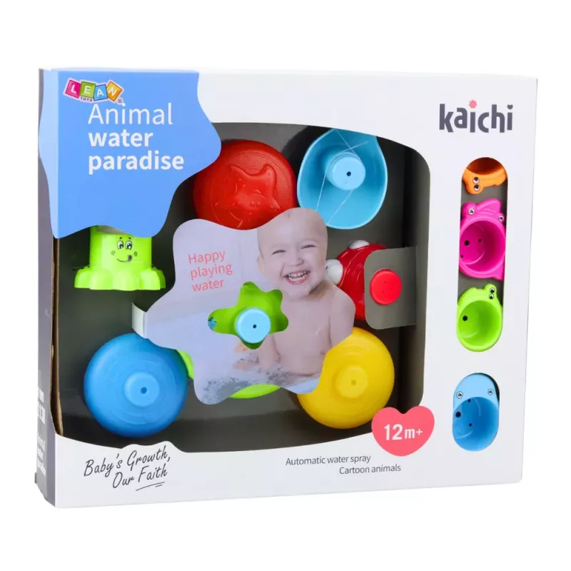 LEAN TOYS Conjunto de brinquedos de banho interativos fonte animais copos