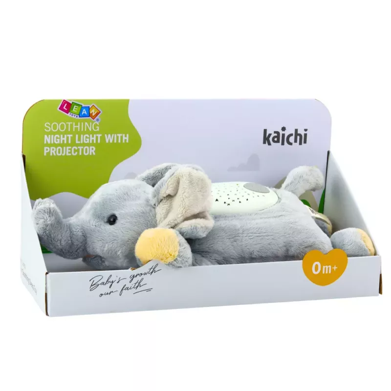 LEAN TOYS Peluche elefante de dormir com projetor de céu estrelado e sons