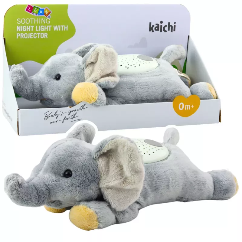 LEAN TOYS Peluche elefante de dormir com projetor de céu estrelado e sons