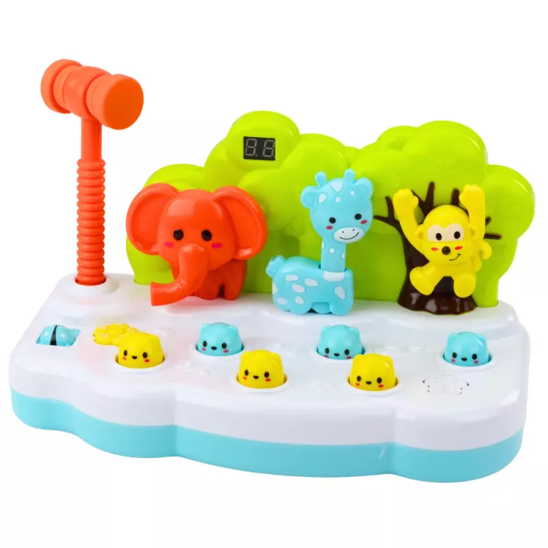 LEAN TOYS Jogo de Destreza Whack-A-Mole Animals com Contador e Martelo, Colorido