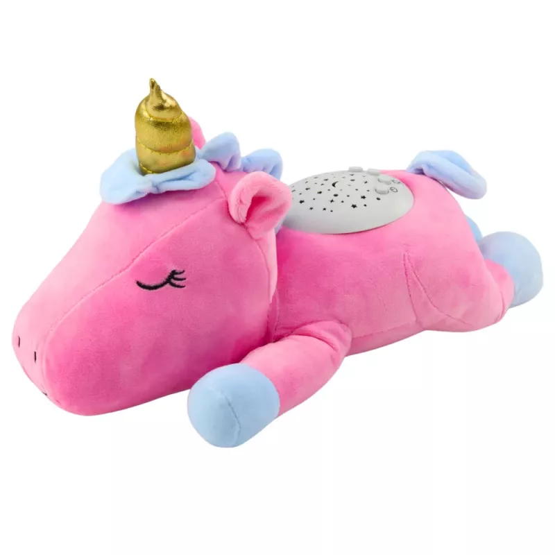 LEAN TOYS Unicórnio de Peluche de Dormir com Projetor, Som e Luz, Rosa