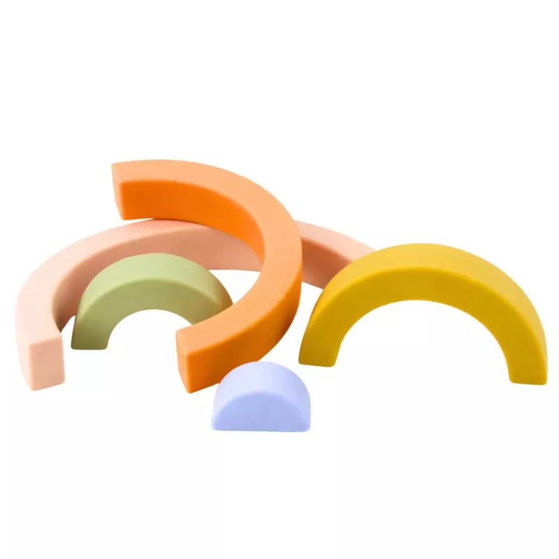 LEAN TOYS Puzzle Arco-Íris para Bebés Blocos de Borracha Pastel 5 Unid.
