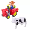 LEAN TOYS Trator de Quinta Interativo com Atrelado, Figura de Vaca, Luz e Som