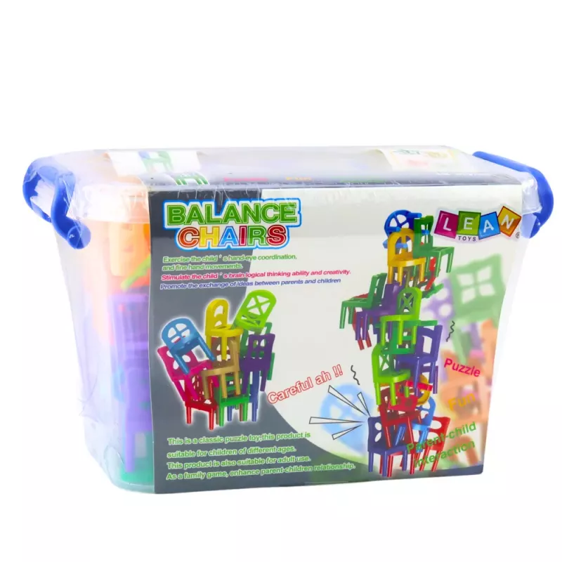 LEAN TOYS Jogo de Equilíbrio Cadeiras Empilháveis Arcada 48 Peças Colorido