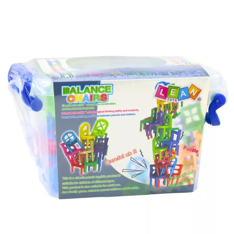 LEAN TOYS Jogo de Equilíbrio Cadeiras Empilháveis Arcada 36 Peças Colorido