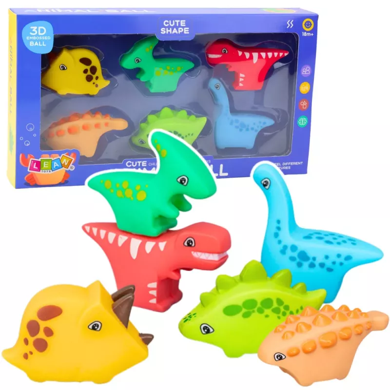 LEAN TOYS Conjunto de Brinquedos de Banho Dinossauros de Borracha Coloridos 6 Peças