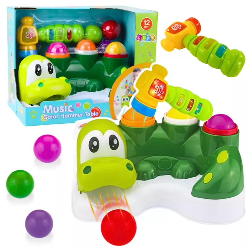 LEAN TOYS Jogo Arcada Bola Martelo Deslizante Crocodilo Interativo