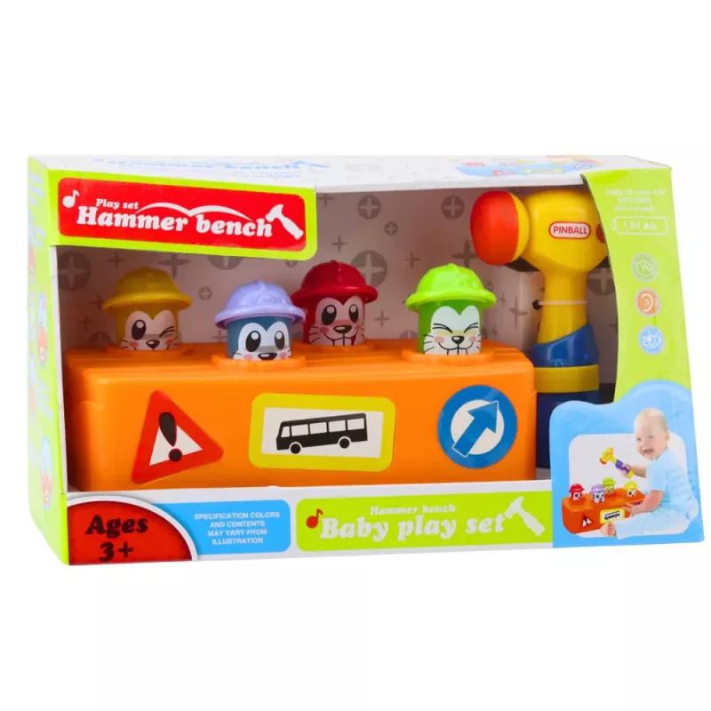LEAN TOYS Brinquedo Interativo Martelo Colorido Hamster Construção de Estrada