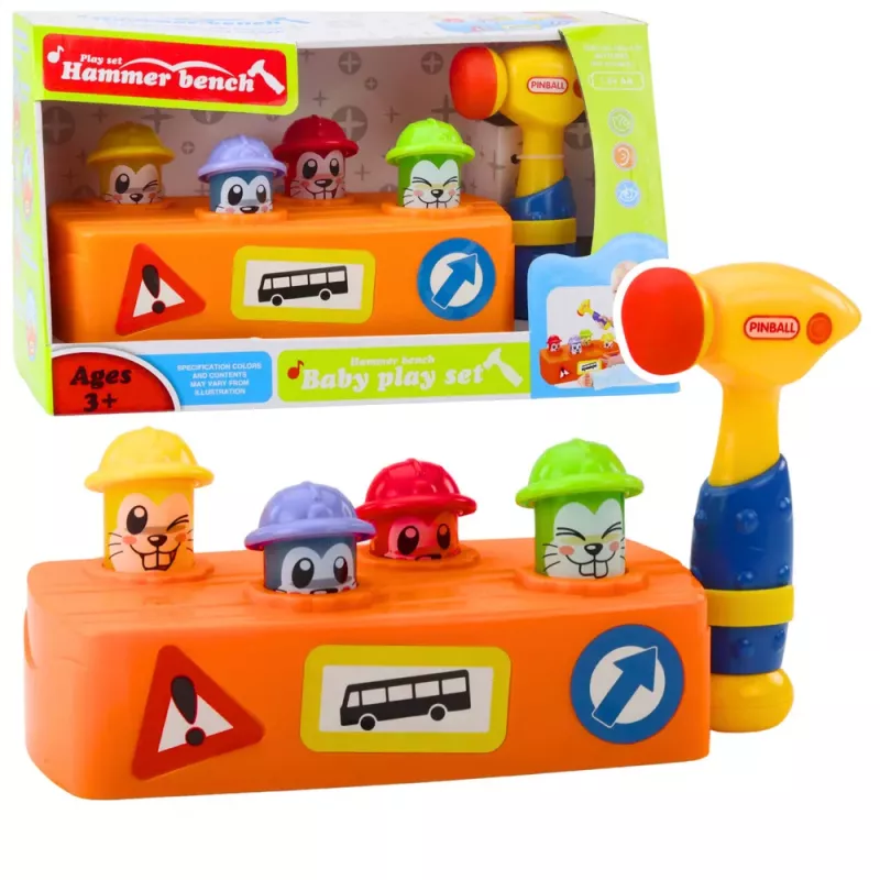 LEAN TOYS Brinquedo Interativo Martelo Colorido Hamster Construção de Estrada