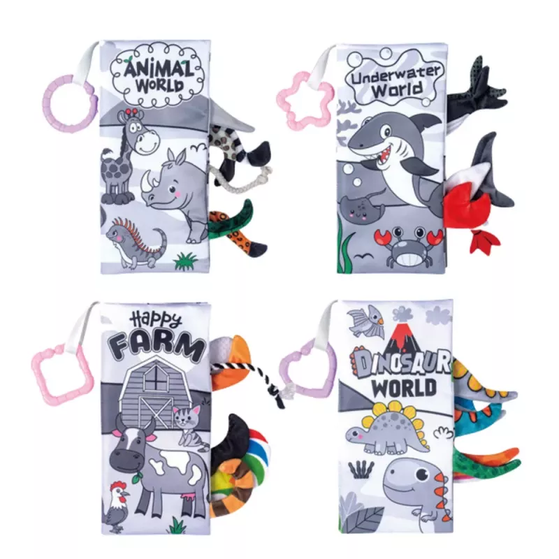 LEAN TOYS Conjunto de Livros Sensoriais Educativos Macios para Bebés 4 Peças