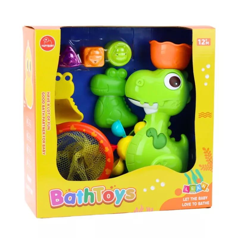 LEAN TOYS Conjunto de Brinquedos de Banho Dinossauros com Acessórios de Moinho 8 Peças