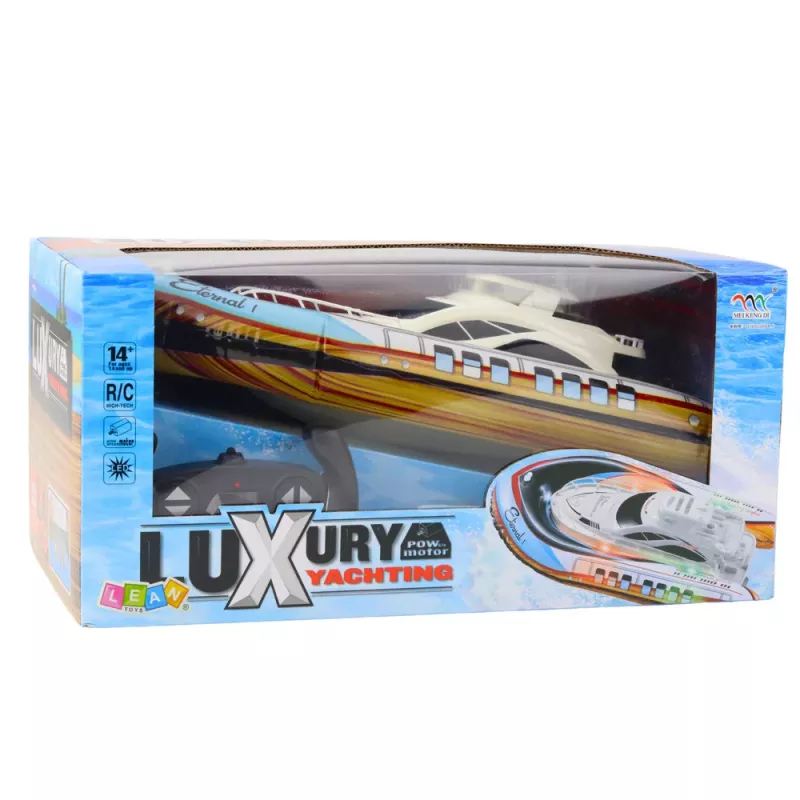 LEAN TOYS Iate de Luxo Barco Insuflável Telecomandado RC Luzes LED