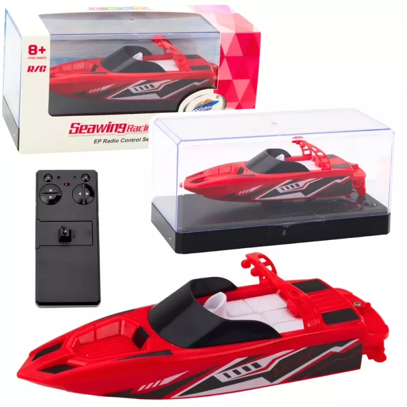 LEAN TOYS Barco a Motor RC Telecomandado Branco e Vermelho 15cm
