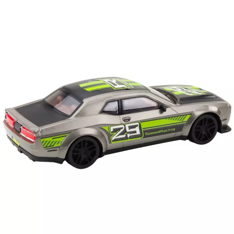 LEAN TOYS Carro de corrida desportivo com tração traseira prateado verde