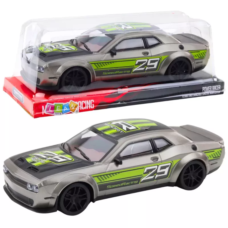 LEAN TOYS Carro de corrida desportivo com tração traseira prateado verde