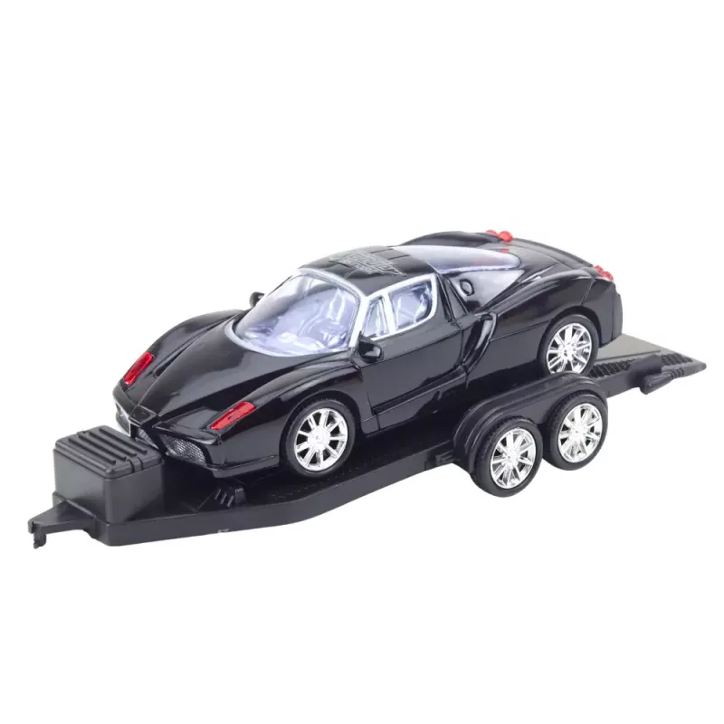 LEAN TOYS Conjunto carro todo-o-terreno, reboque vermelho, carro desportivo preto 59 cm