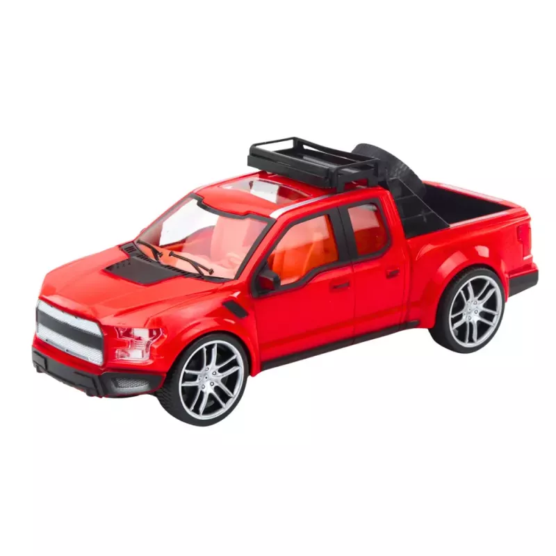 LEAN TOYS Conjunto carro todo-o-terreno, reboque vermelho, carro desportivo preto 59 cm