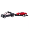 LEAN TOYS Conjunto de carro todo-o-terreno, reboque preto, carro desportivo vermelho, 59 cm