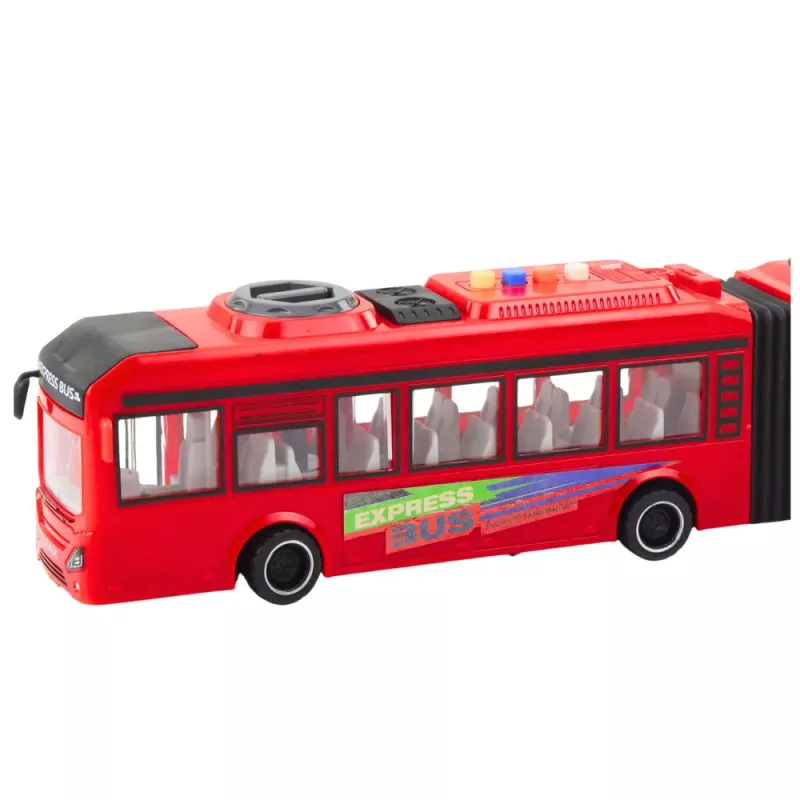 LEAN TOYS Autocarro articulado com portas que abrem, luz e som - vermelho 1:16
