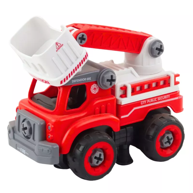 LEAN TOYS Carro de bombeiros com lança orientável, telecomandado, berbequim 2 em 1