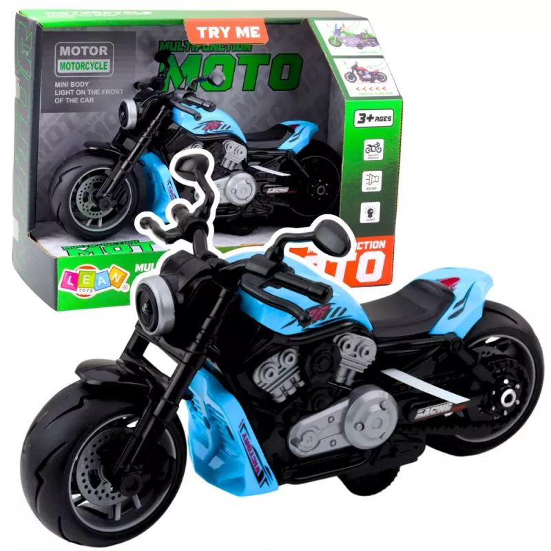 LEAN TOYS Mota de brinquedo a pilhas com motor, luzes e sons azul