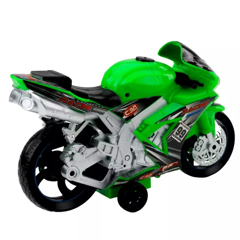 LEAN TOYS Mota de corrida Racer com tração, luzes e sons verde
