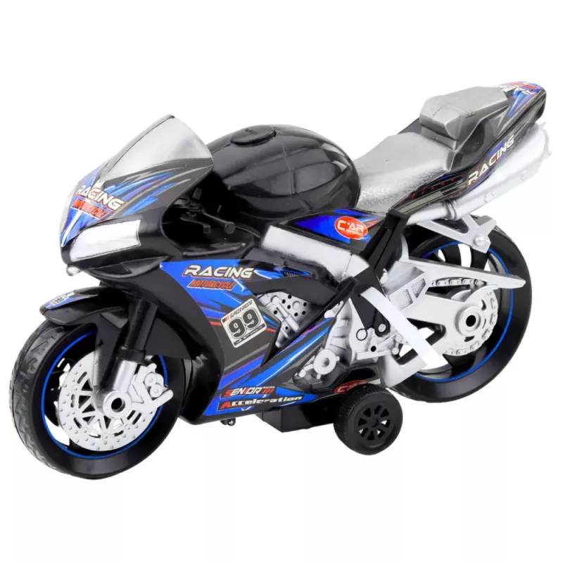 LEAN TOYS Mota de corrida Racer com tração, luzes e sons preta azul
