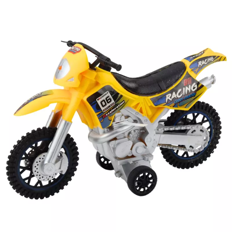 LEAN TOYS Mota de brinquedo motocross todo-o-terreno com tração, luzes e sons amarela