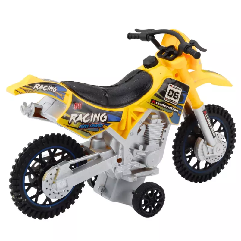 LEAN TOYS Mota de brinquedo motocross todo-o-terreno com tração, luzes e sons amarela