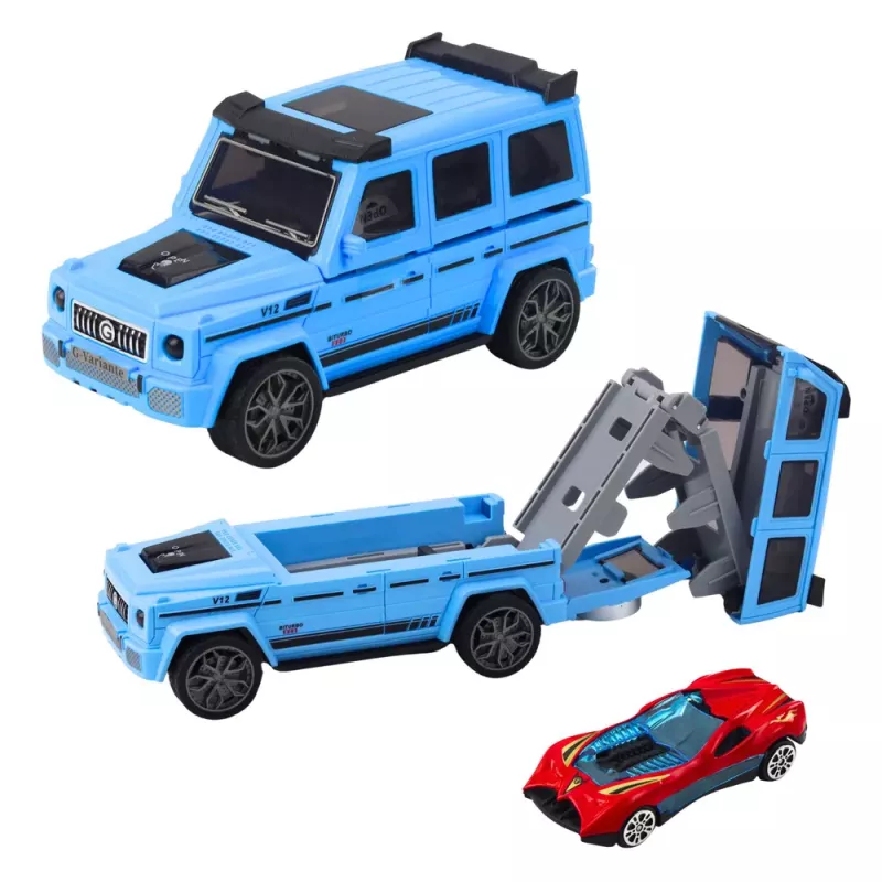 LEAN TOYS Carro todo-o-terreno com metal, luz e som ocultos branco azul