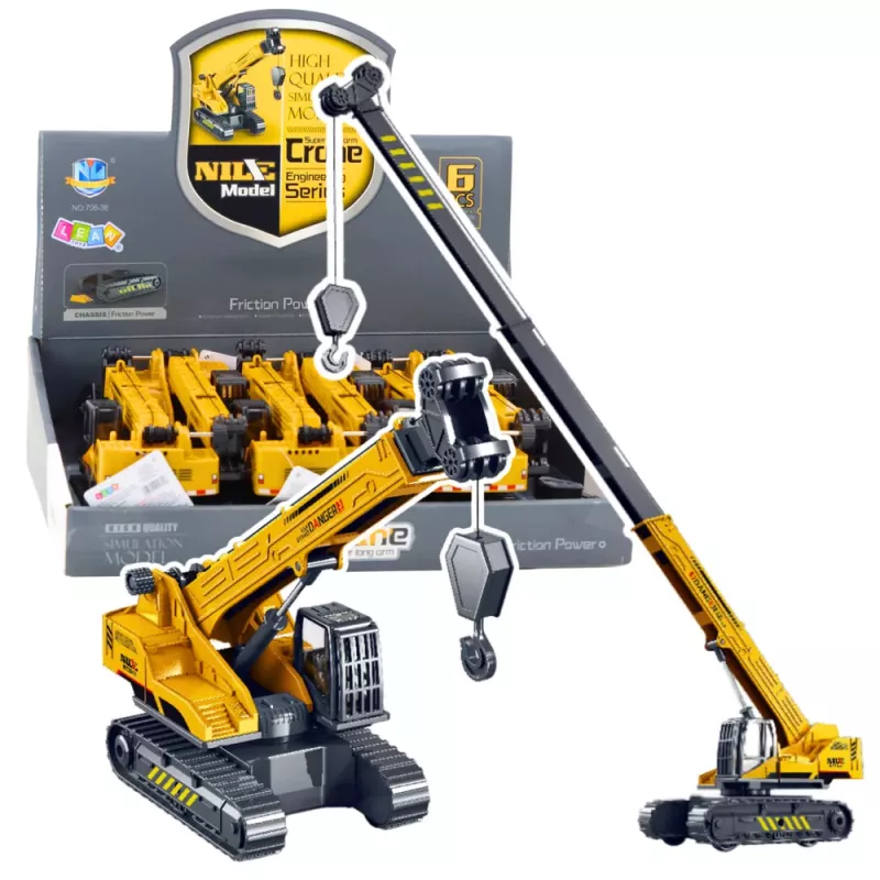 LEAN TOYS Grua de rastos com cabine extensível e giratória 360° amarela